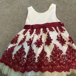 Elegant White and Red Kids Dress